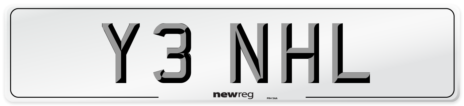 Y3 NHL Number Plate from New Reg
